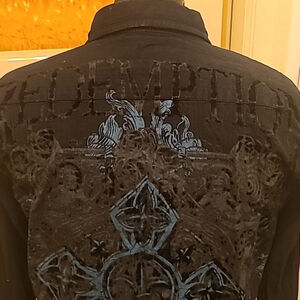 Eighty-Eight Redemption Button Up. Mens Sz.M. Black/blue. (#1563) 100%cotton